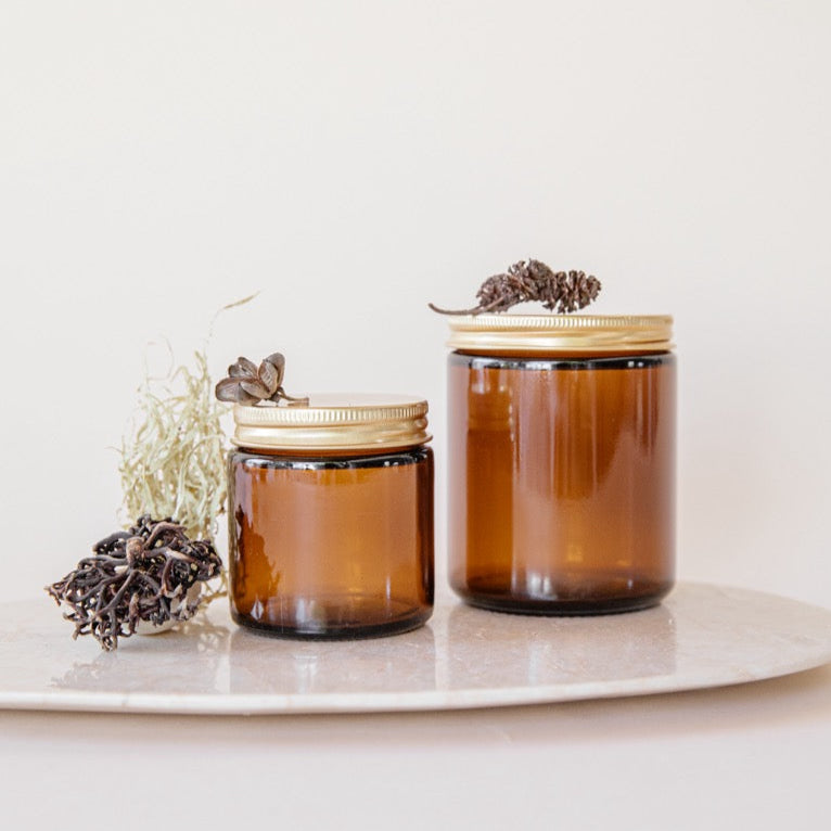 Envase/Frasco Ambar de 100ml con tapa dorada