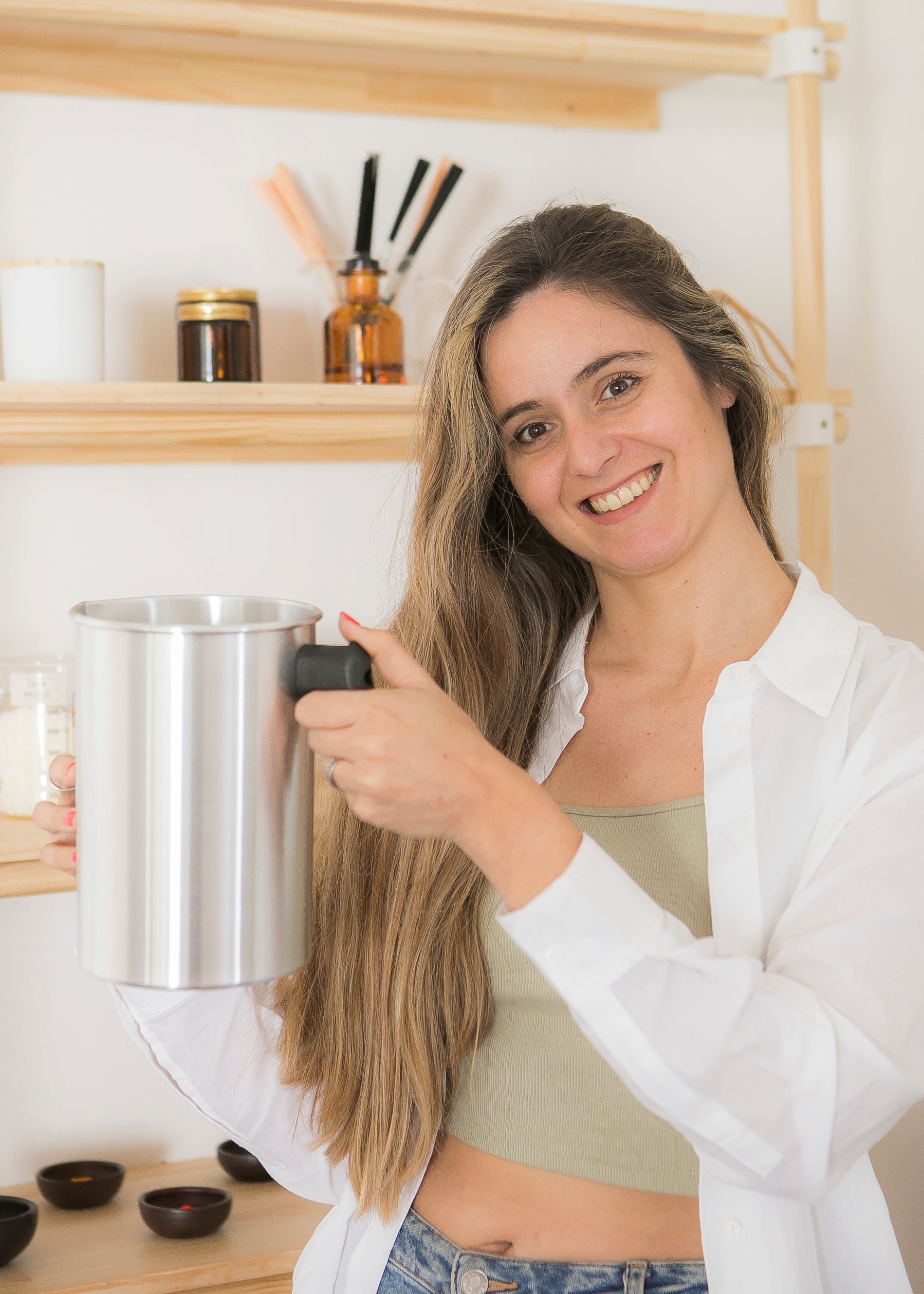 Mica Mostando envase para vela de aluminio