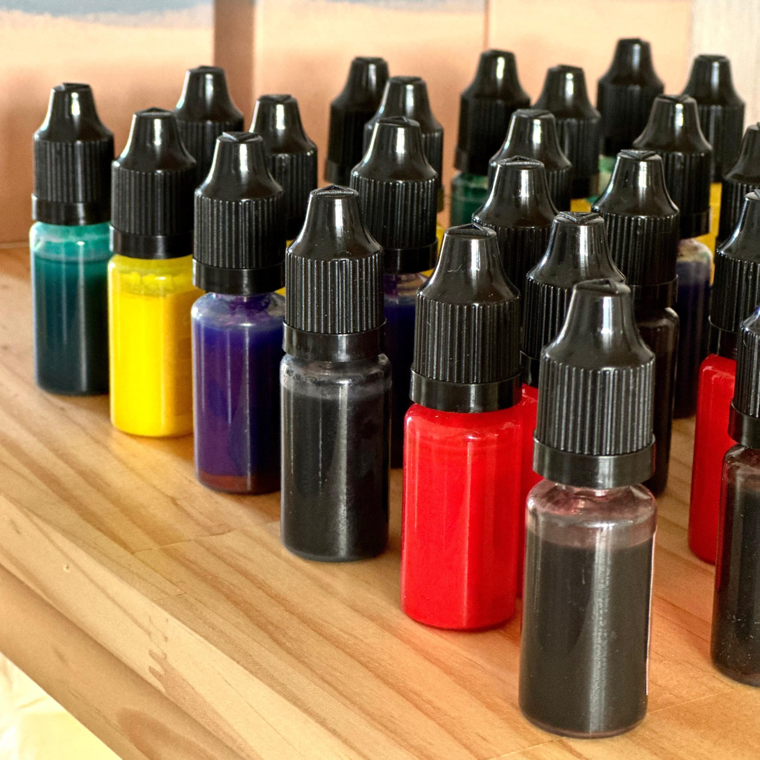 Pigmento líquido envases (negro, rojo, lila, amarillo, azul)