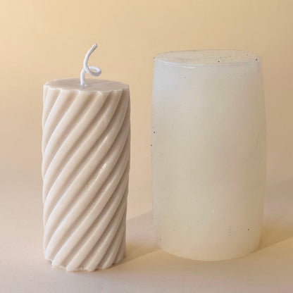 vela de soja beige con diseño + molde