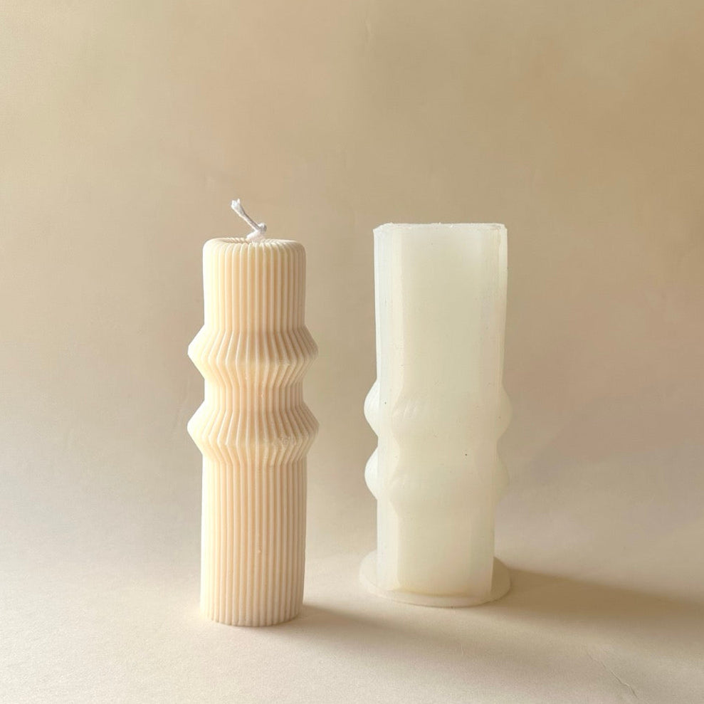 Vela de soja blanca marón con diseño + molde