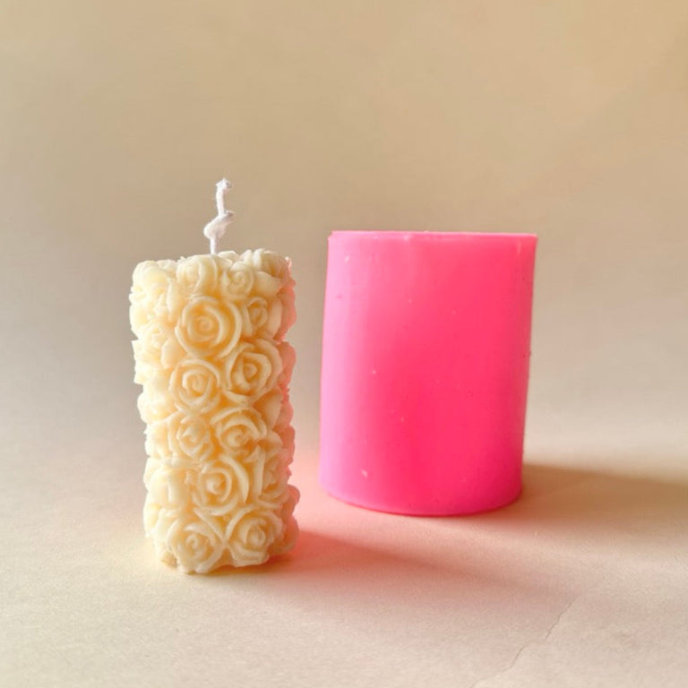 Vela de soja Amarilla diseño de flores con su molde 
